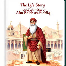 Illustrated cover page depicting Abu Bakr as-Siddiq, the first caliph, renowned for his honesty, kindness, and intelligence