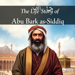 Cover art for 'The Life Story of Abu Bakr as-Siddiq' showcasing Abu Bakr, the first caliph, highlighted for his honesty, kindness, and intelligence