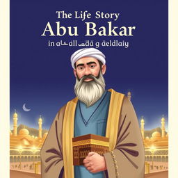 Cover page design for 'The Life Story of Abu Bakr as-Siddiq', featuring Abu Bakr, the revered first caliph known for his honesty, kindness, and intelligence