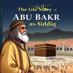 Cover design for 'The Life Story of Abu Bakr as-Siddiq', illustrating Abu Bakr, the renowned first caliph celebrated for his honesty, kindness, and intelligence