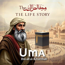 Cover design for 'The Life Story of Umar ibn al-Khattab', featuring Umar, the second caliph, renowned for his strength, intelligence, and fierce determination