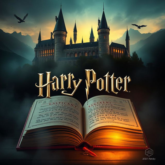 A captivating book cover design inspired by the Harry Potter universe and themed after a 2022 TV adaptation