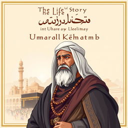 Cover design for 'The Life Story of Umar ibn al-Khattab', depicting Umar, the second caliph, revered for his strength, intelligence, and fierce determination