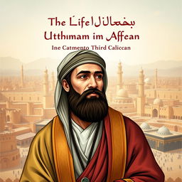 Cover design for 'The Life Story of Uthman ibn Affan', featuring Uthman, the third caliph, celebrated for his kind heart and good character