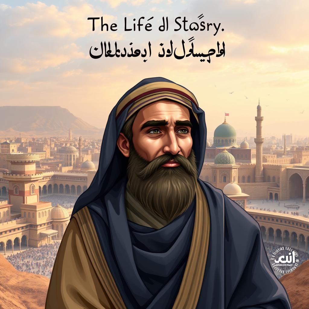 Cover design for 'The Life Story of Uthman ibn Affan', featuring Uthman, the third caliph, celebrated for his kind heart and good character