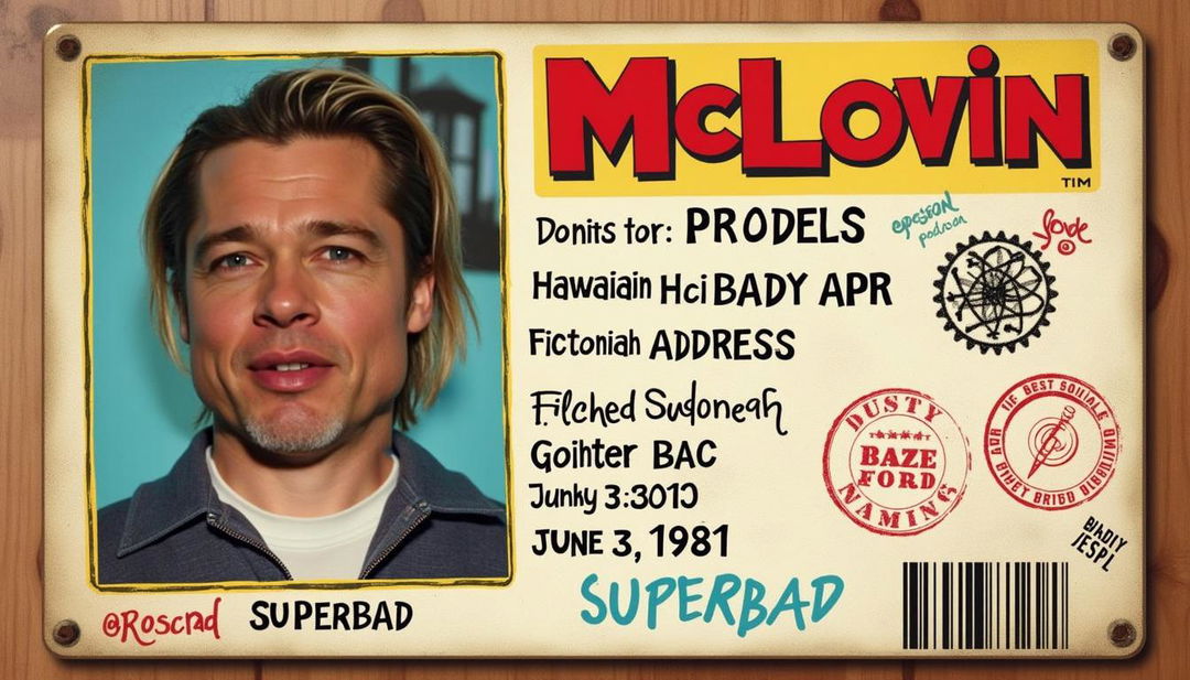 A humorous ID card design inspired by "McLovin" from "Superbad