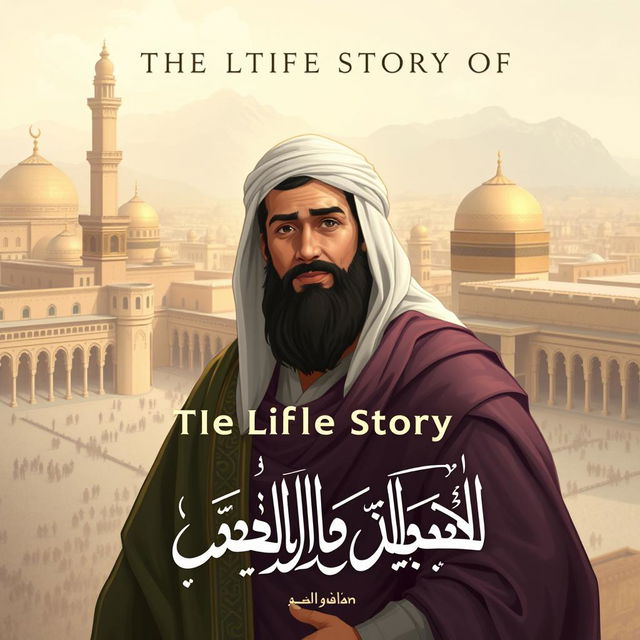 Cover design for 'The Life Story of Uthman ibn Affan', depicting Uthman, the third caliph, renowned for his kind heart and exemplary character