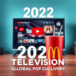 A modern and eye-catching book cover design that captures the essence of 2022 television and global pop culture