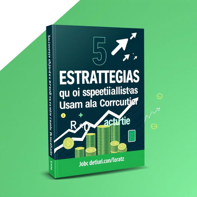 An eBook cover design titled "5 Estratégias que os Especialistas Usam para Construir Riqueza Rapidamente" that conveys speed and success