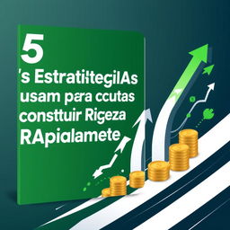 An eBook cover design titled "5 Estratégias que os Especialistas Usam para Construir Riqueza Rapidamente" that conveys speed and success