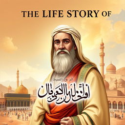 Cover design for 'The Life Story of Uthman ibn Affan', depicting Uthman ibn Affan, the third caliph, known for his kind heart and noble character