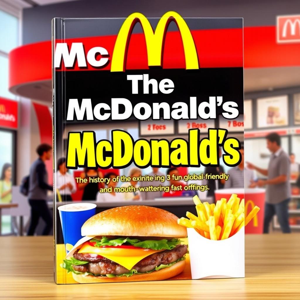 A lively and eye-catching book cover design centered around the iconic McDonald's brand