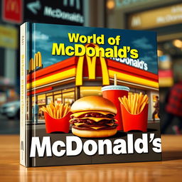 A captivating and dynamic book cover design focusing on the world of McDonald's