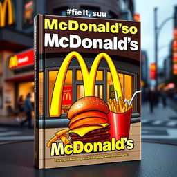 A captivating and dynamic book cover design focusing on the world of McDonald's