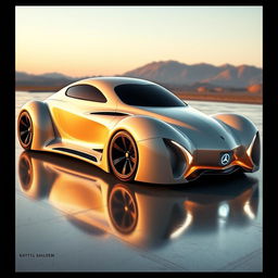 A futuristic automotive masterpiece combining the essence of a 1939 Chevy Coupe and a 2025 Mercedes concept car, designed by Khyzyl Saleem