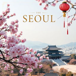 An elegant and striking book cover design showcasing the grandeur and beauty of Seoul's city palace