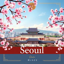 An enchanting and majestic book cover design that celebrates the splendor of Seoul's city palace