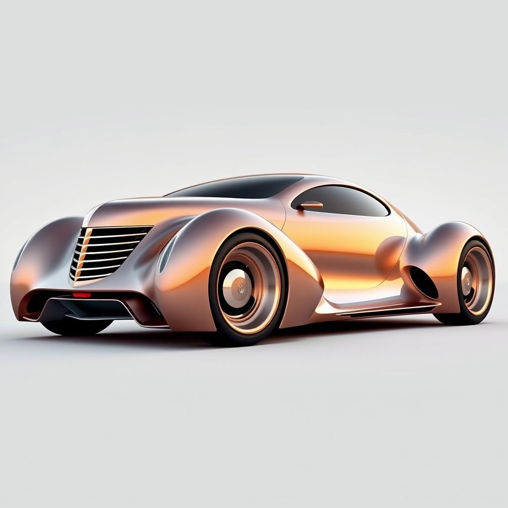 A futuristic supercar seamlessly blending the characteristics of a 1939 Chevy Coupe and a 2025 Mercedes concept car, artistically designed by Khyzyl Saleem