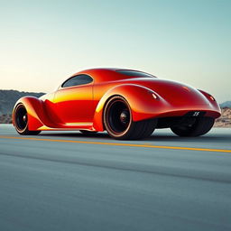 A futuristic supercar combining elements of a 1939 Chevy Coupe and a contemporary concept car, designed by the visionary artist Khyzyl Saleem