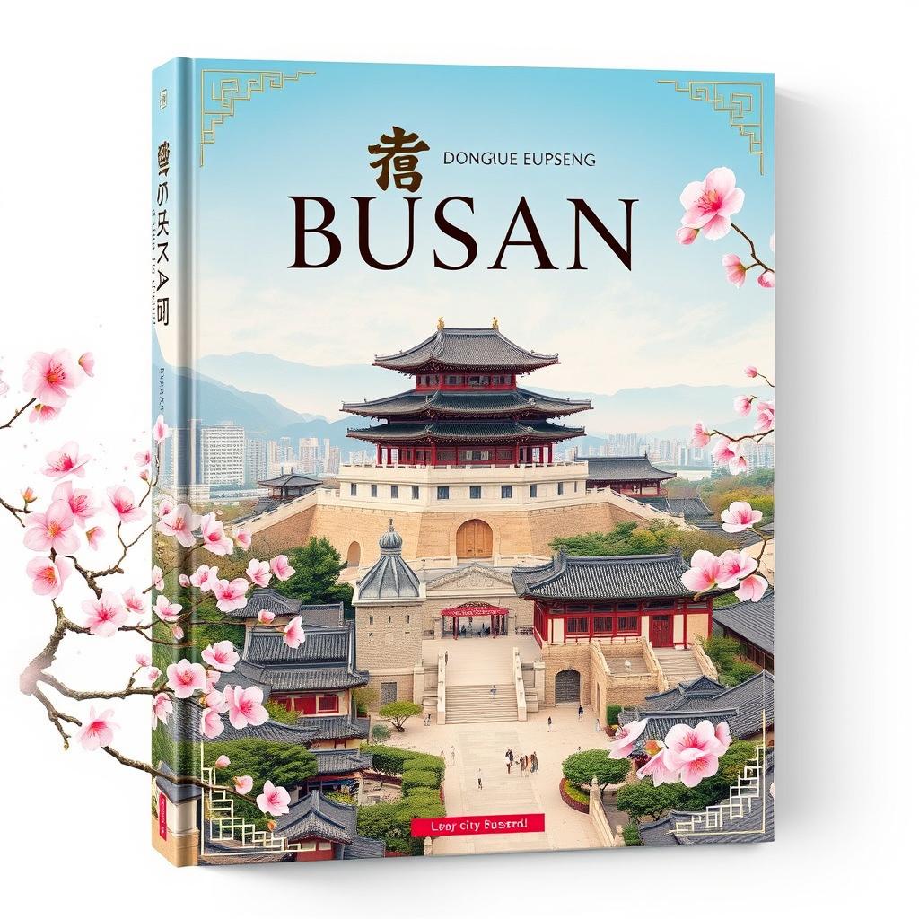 A mesmerizing book cover design that highlights the cultural grandeur of Busan's city palace