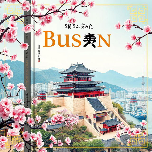 A mesmerizing book cover design that highlights the cultural grandeur of Busan's city palace