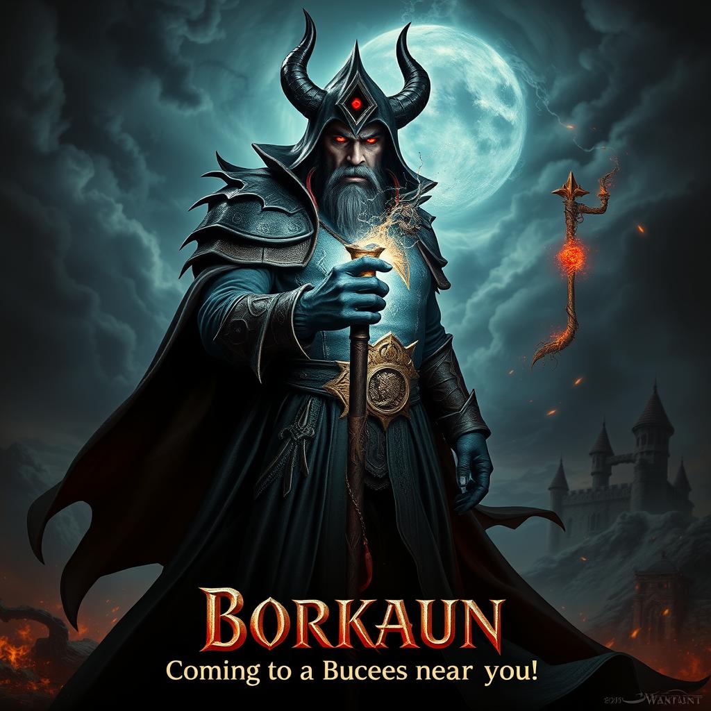 A movie poster in the style of World of Warcraft titled "Borkaun Returns"