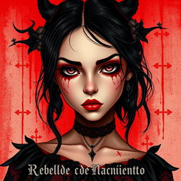 Gothic girl with a red background