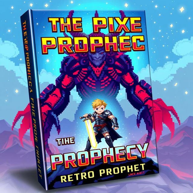 A stunning book cover for "The Pixel Prophecy" by Retro Prophet