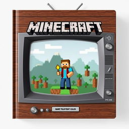 A creative book cover design inspired by Minecraft, featuring a unique twist with an LCD television theme