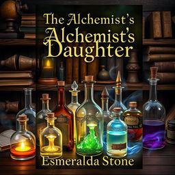 A captivating book cover for 'The Alchemist's Daughter' by Esmeralda Stone