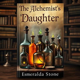 A captivating book cover for 'The Alchemist's Daughter' by Esmeralda Stone