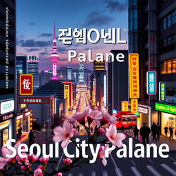 Book cover design for "Seoul City Palane": an urban exploration theme showcasing the vibrant and dynamic essence of Seoul