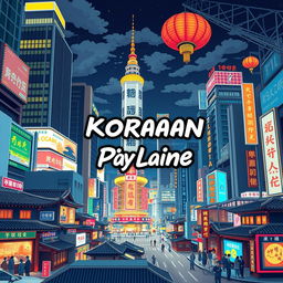 Book cover design for "Korean City Palane": a vibrant urban theme celebrating the essence of a bustling Korean city