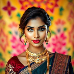 A captivating portrait of a beautiful Indian woman with striking features