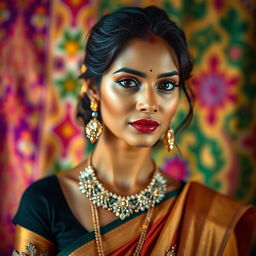 A captivating portrait of a beautiful Indian woman with striking features