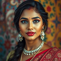 A captivating portrait of a beautiful Indian woman with striking features