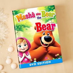 A playful and vibrant book cover featuring the beloved characters from 'Masha and the Bear'