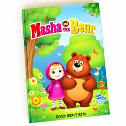 A playful and colorful book cover featuring the beloved characters from 'Masha and the Bear'