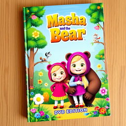 A playful and colorful book cover featuring the beloved characters from 'Masha and the Bear'