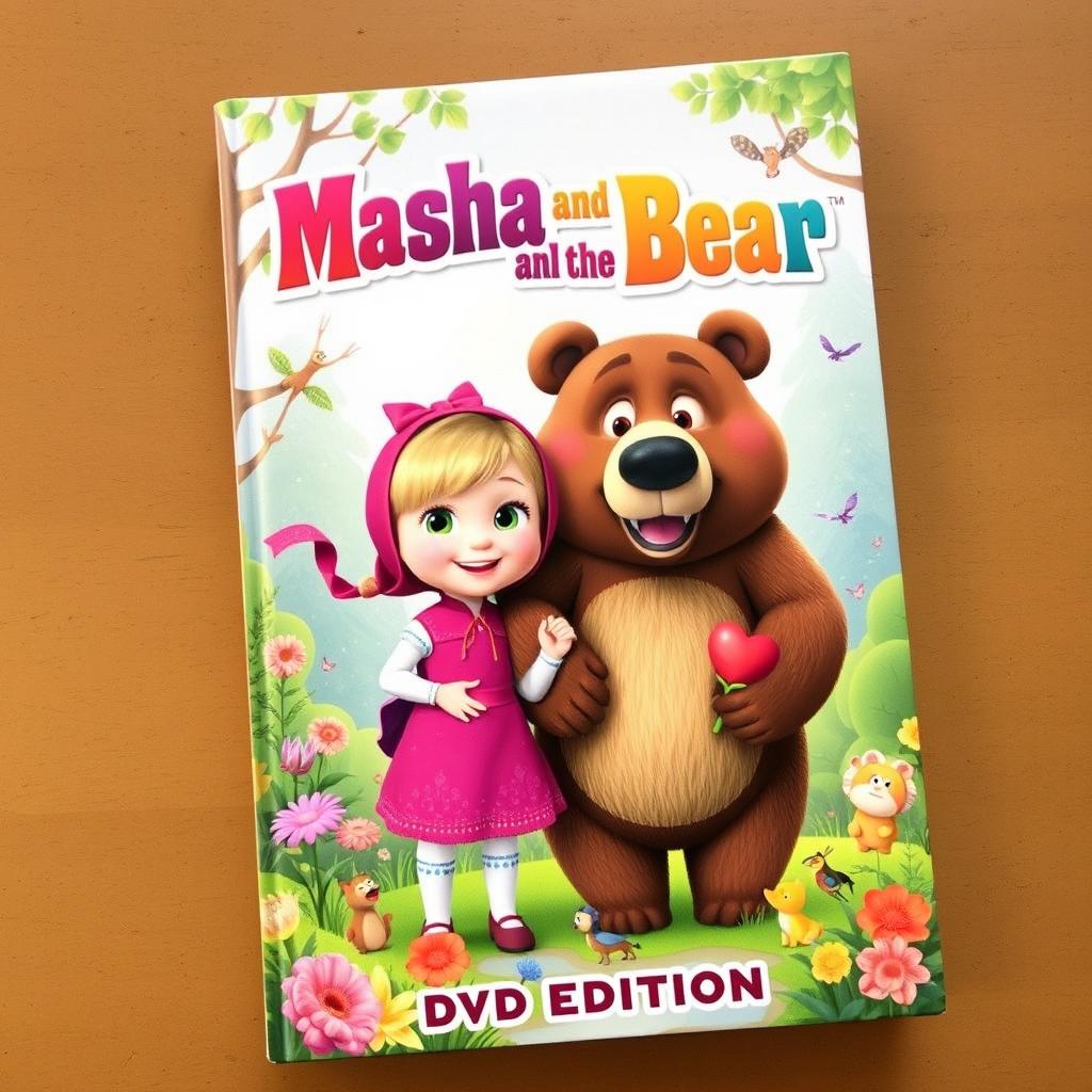 A playful and colorful book cover featuring the beloved characters from 'Masha and the Bear'