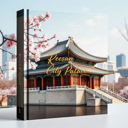 A captivating book cover featuring a Korean city palace set against a tranquil urban backdrop