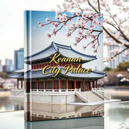 A captivating book cover featuring a Korean city palace set against a tranquil urban backdrop