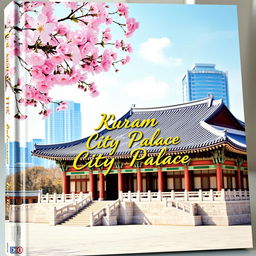 A captivating book cover featuring a Korean city palace set against a tranquil urban backdrop