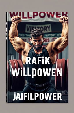 book cover featuring a dynamic depiction of Rafik Darmoyan, a passionate weightlifter, lifting heavy weights in a gym setting