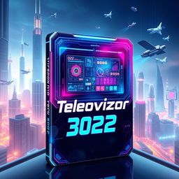 A futuristic and dynamic book cover design for 'Televizor 3022'