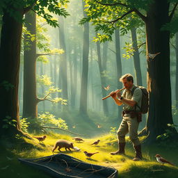 A serene forest scene where a man visits daily