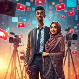 A professional novel cover depicting a tall, thin man with brown skin, surrounded by cameras and recognizable YouTube signs