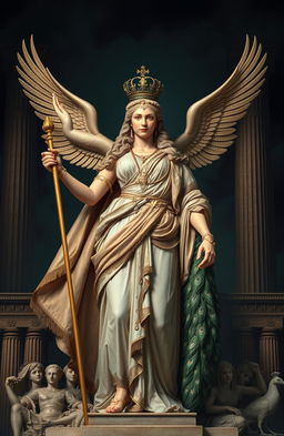 A grand and awe-inspiring representation of Hera, the Greek goddess, exuding power and dignity