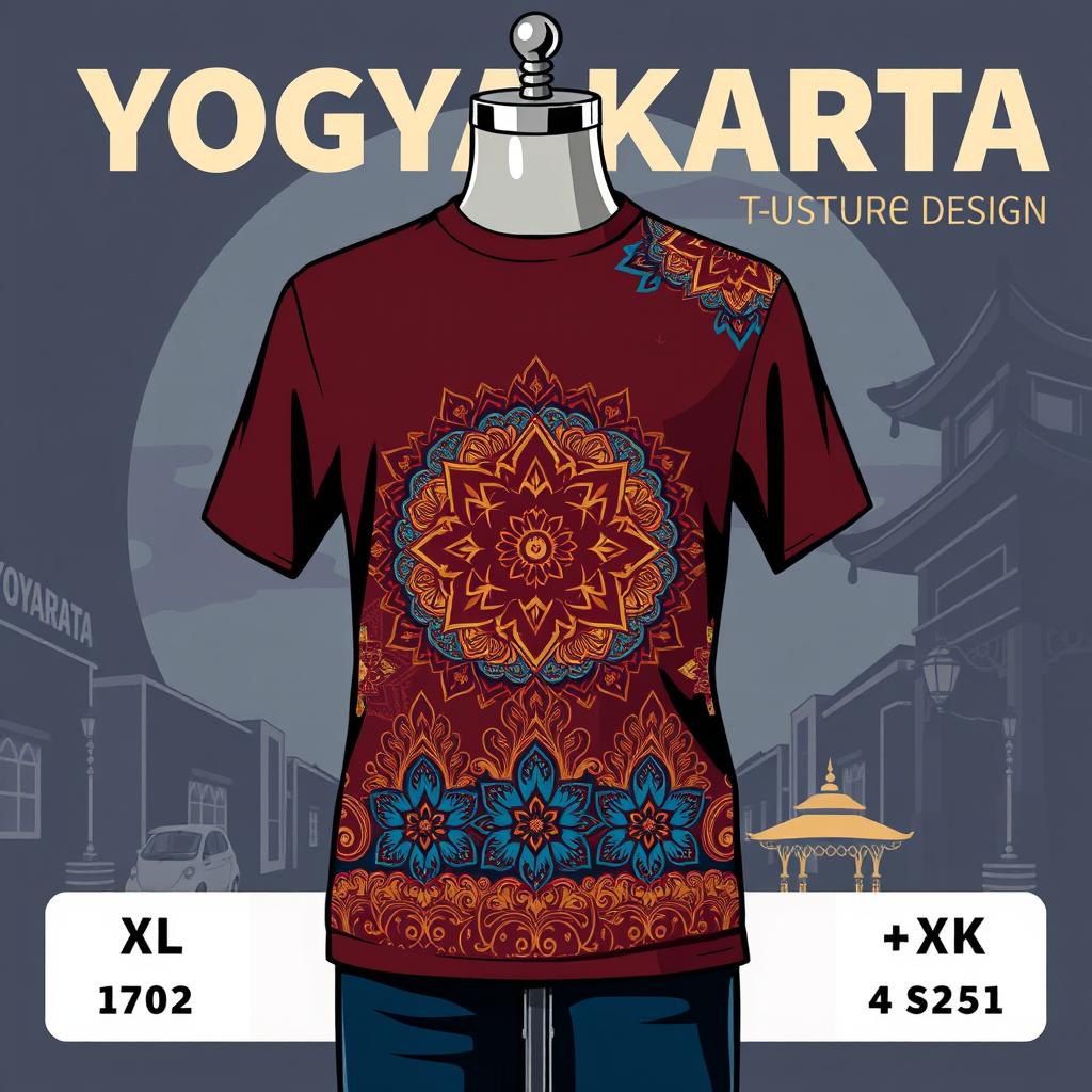 A stylish T-shirt design inspired by the vibrant culture of Yogyakarta, Indonesia