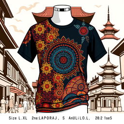 A stylish T-shirt design inspired by the vibrant culture of Yogyakarta, Indonesia